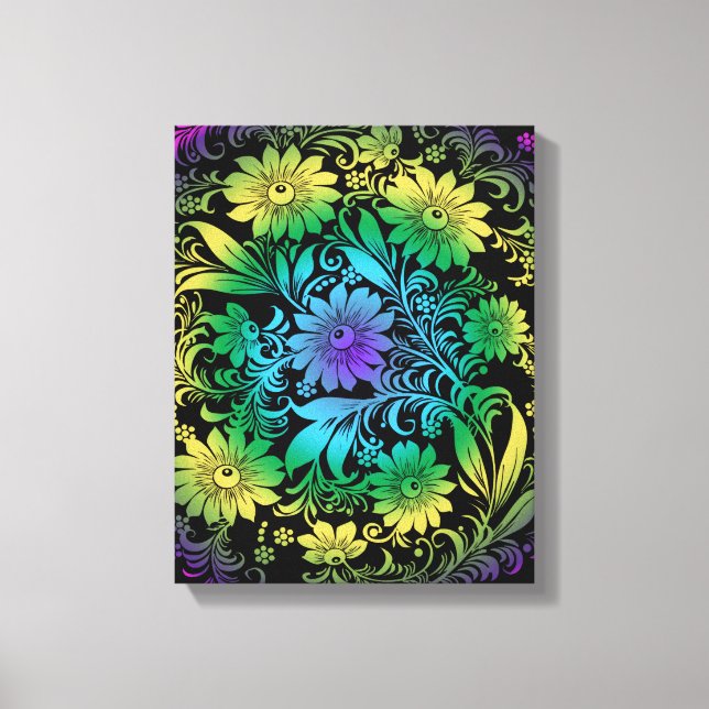 Art Deco  Floral Rainbow Canvas Print (Front)