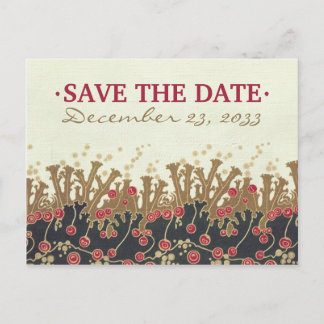 Art Deco Floral refwi2 wedding save the date Announcement Postcard