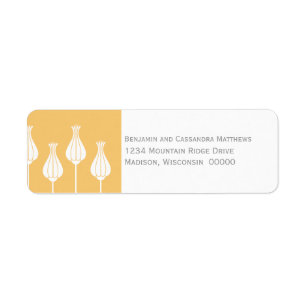 Art Deco Floral Return Address Labels, Coral