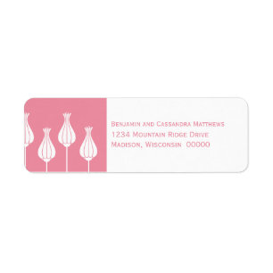 Art Deco Floral Return Address Labels, Pink