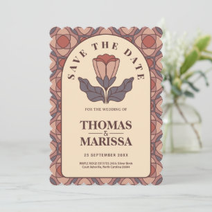 Art Deco Floral Save the Date QR Code Retro