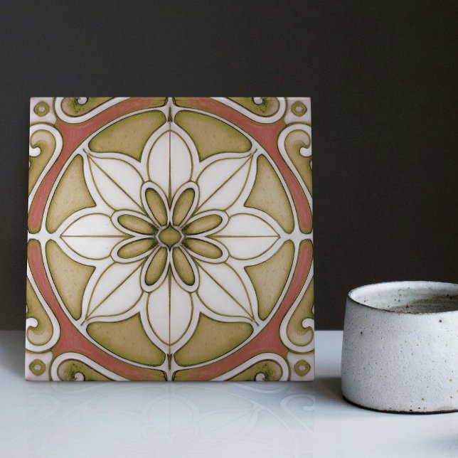 Art Deco Floral Wall Decor Art Nouveau Backsplash Tile (Creator Uploaded)