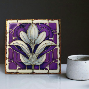 Art Deco Floral Wall Decor Art Nouveau Tile