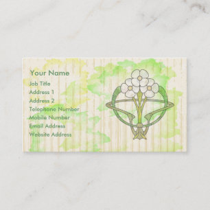 art deco floral water colour wash business card
