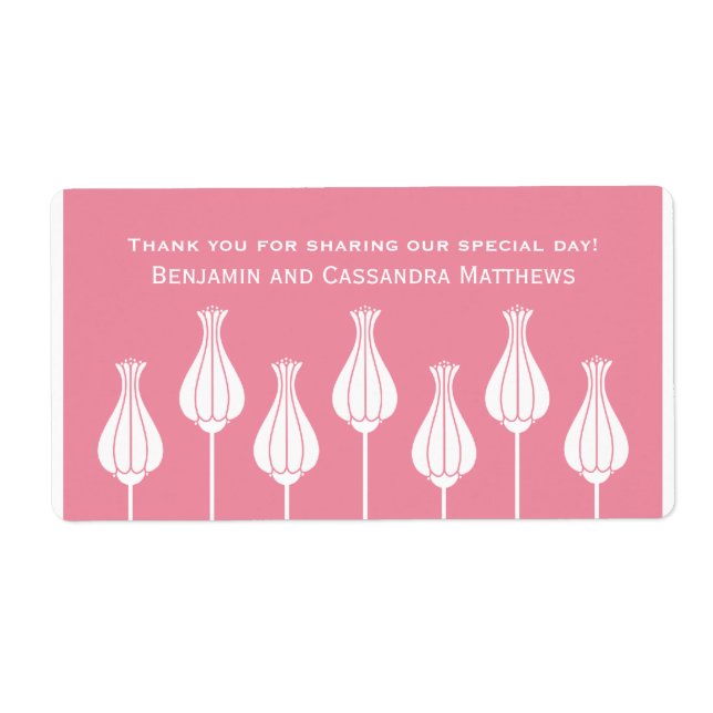 Art Deco Floral Wedding Labels, Pink (Front)