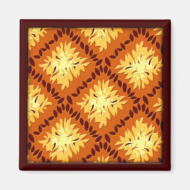 Art Deco Flower Grid - Pumpkin (magnet) Magnet (Front)