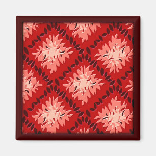 Art Deco Flower Grid - Red (magnet) Magnet