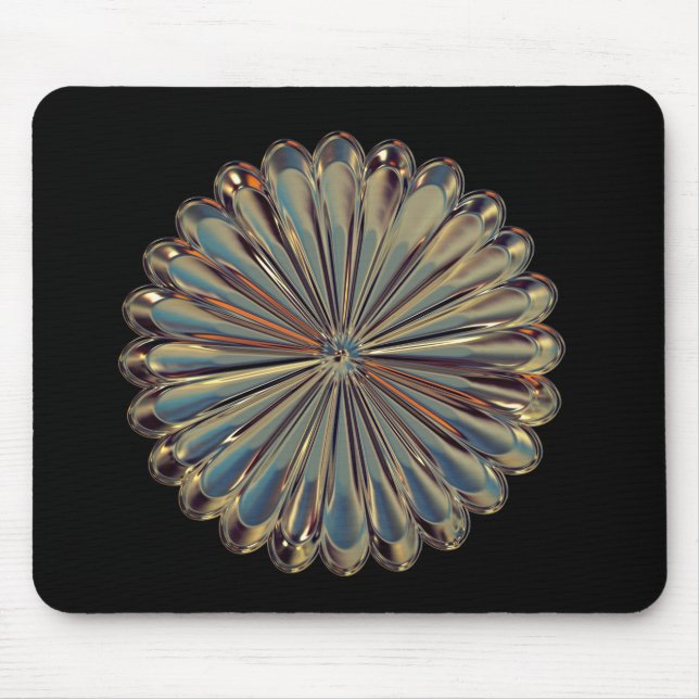 Art deco flower medallion black gold mouse pad (Front)