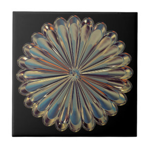 Art deco flower medallion ceramic tile
