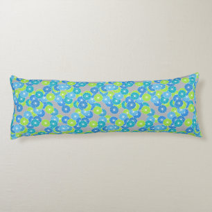 Art Deco flower pattern - blue and lime green Body Cushion
