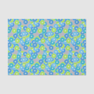 Art Deco flower pattern - blue and lime green Tissue Paper