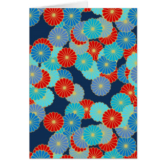 Art Deco flower pattern - blue, turquoise and red