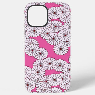 Art Deco flower pattern - cream on pink iPhone 12 Pro Max Case