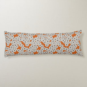 Art Deco flower pattern - cream on rust Body Cushion
