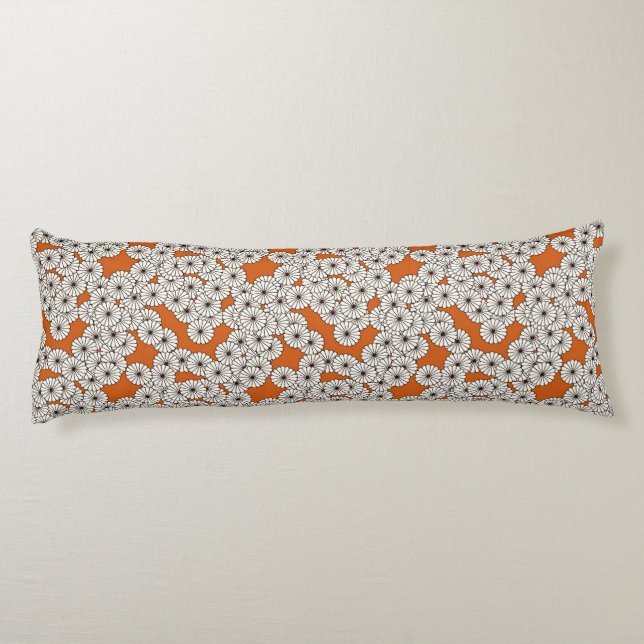 Art Deco flower pattern - cream on rust Body Cushion (Back)