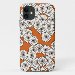 Art Deco flower pattern - cream on rust Case-Mate iPhone Case