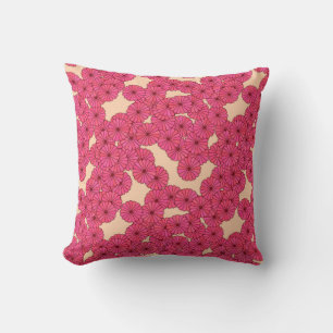 Art Deco flower pattern - deep pink and peach Cushion
