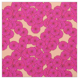 Art Deco flower pattern - deep pink and peach Fabric