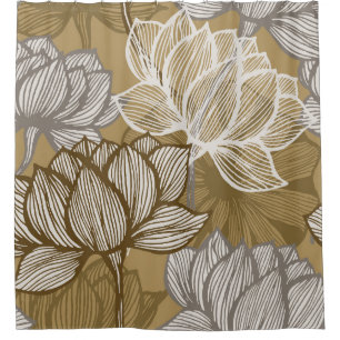 Art deco flower pattern. Flower gold line art. flo Shower Curtain