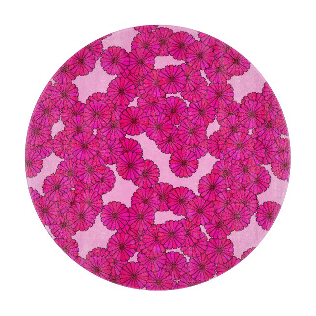 Art Deco flower pattern - magenta on pink Cutting Board (Front)