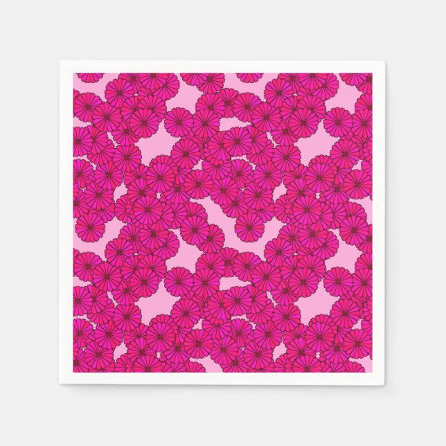 Art Deco flower pattern - magenta on pink Napkin (Front)