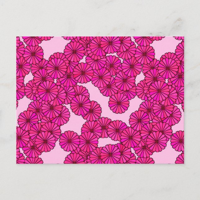 Art Deco flower pattern - magenta on pink Postcard (Front)