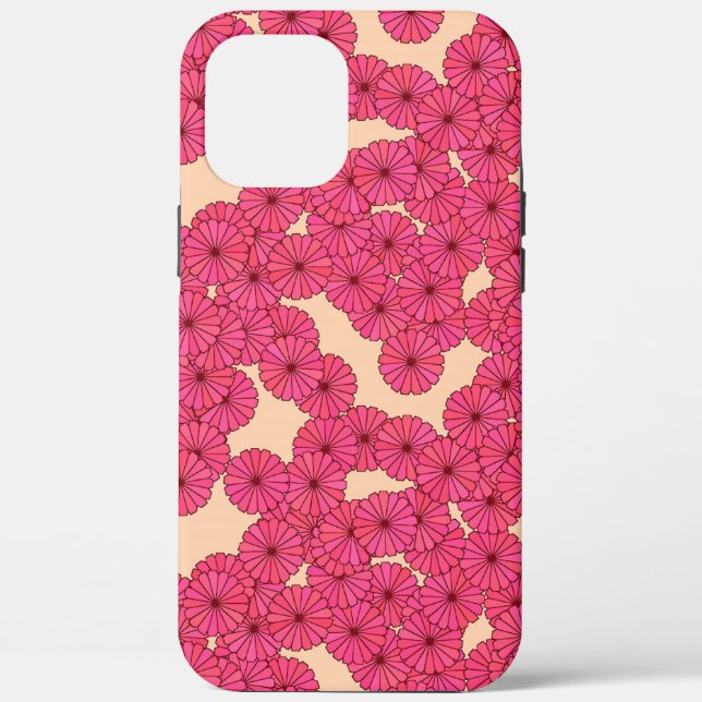 Art Deco flower pattern - pink and peach Case-Mate iPhone Case (Back)