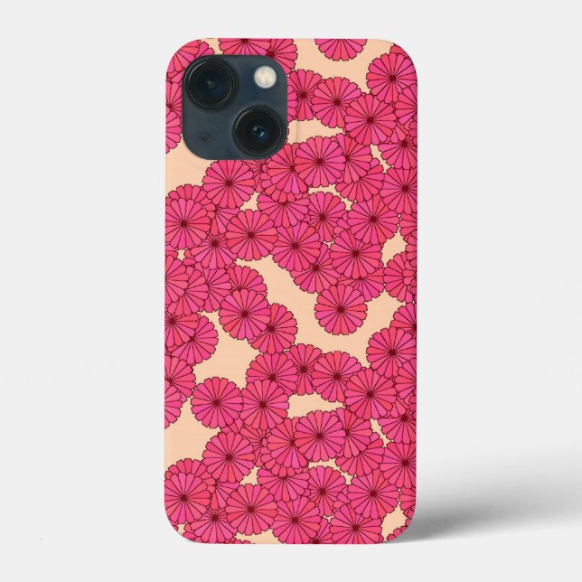 Art Deco flower pattern - pink and peach Case-Mate iPhone Case (Back)