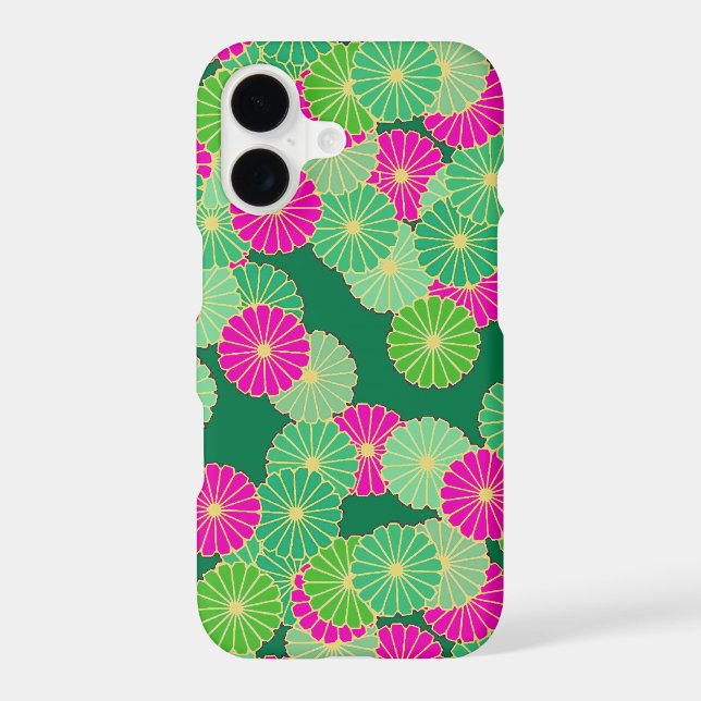 Art Deco flower pattern - shades of green, fuchsia (Back)