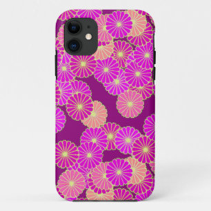 Art Deco flower pattern - shades of violet, coral Case-Mate iPhone Case