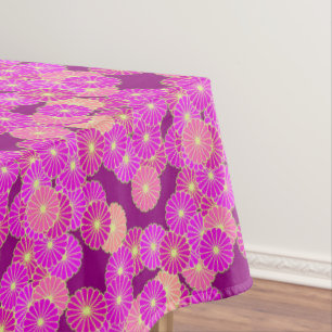 Art Deco flower pattern - shades of violet, coral Tablecloth