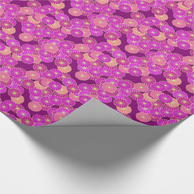 Art Deco flower pattern - shades of violet, coral Wrapping Paper (Corner)