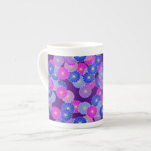 Art Deco flower pattern - violet, blue and purple Bone China Mug