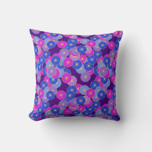 Art Deco flower pattern - violet, blue and purple Cushion