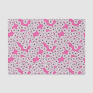 Art Deco flower pattern - white on pink Tissue Paper