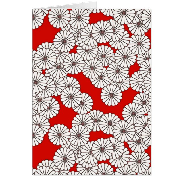 Art Deco flower pattern - white on red (Front)