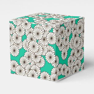 Art Deco flower pattern - white on turquoise Favour Box