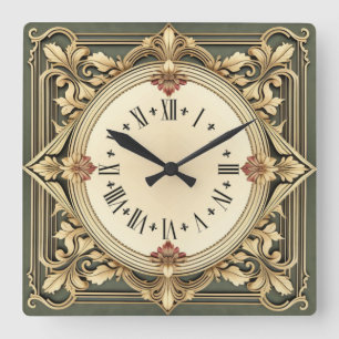 Art Deco Flower Square Wall Clock