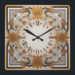 Art Deco flower Square Wall Clock<br><div class="desc">Great clock design. You will love it like others. Be free to use this design for other product you like or to customise and add your text. Follow me for more. Thank you. Have a nice day.</div>