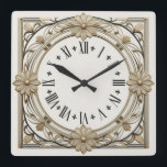 Art Deco Flower Square Wall Clock<br><div class="desc">Great clock design. You will love it like others. Be free to use this design for other product you like or to customise and add your text. Follow me for more. Thank you. Have a nice day.</div>