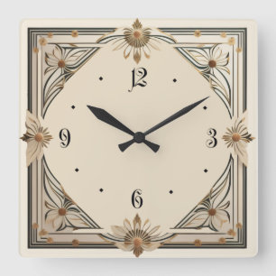 Art Deco Flower Square Wall Clock