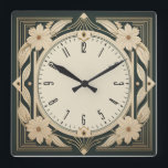 Art Deco Flower Square Wall Clock<br><div class="desc">Great clock design. You will love it like others. Be free to use this design for other product you like or to customise and add your text. Follow me for more. Thank you. Have a nice day.</div>