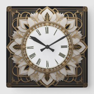 Art Deco Flower Square Wall Clock