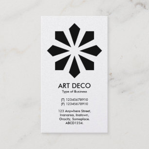Art Deco Flower Star - White front, Black Back Business Card