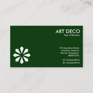 Art Deco Flower Symbol - Dark Green 003300 Business Card