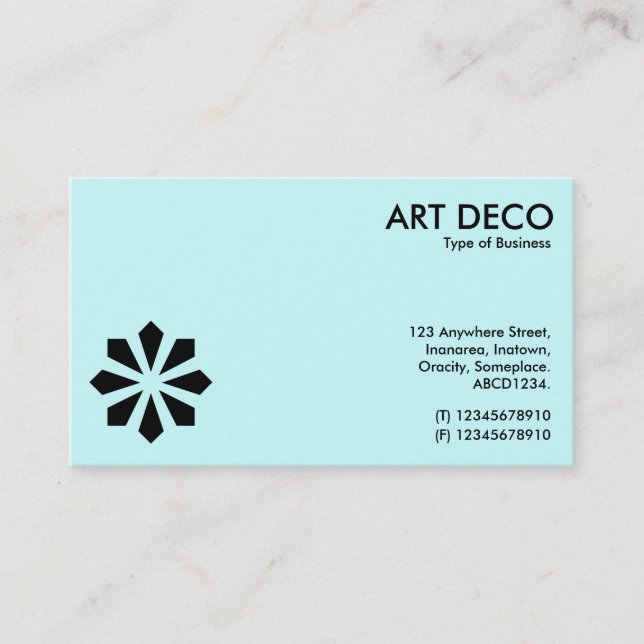 Art Deco Flower Symbol - Light Blue Business Card (Front)
