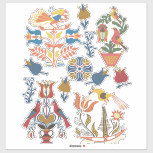 Art Deco Flowers and Birds floral elements