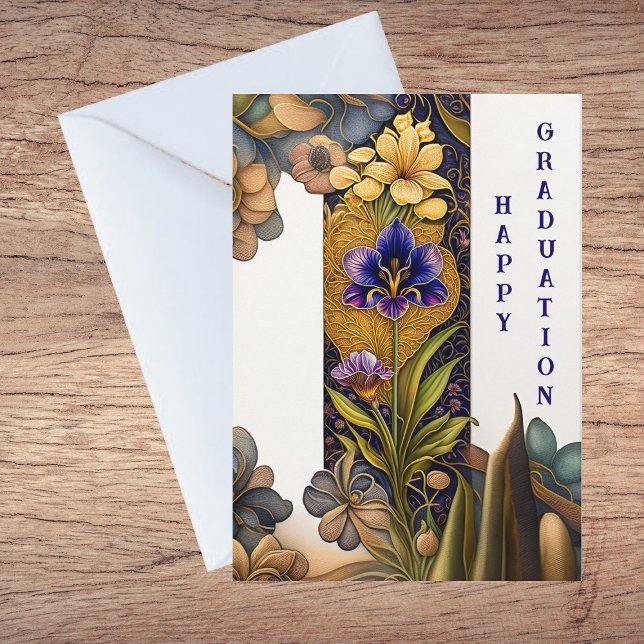 Art Deco Flowers Graduation Congratulations Card (Creator Uploaded)