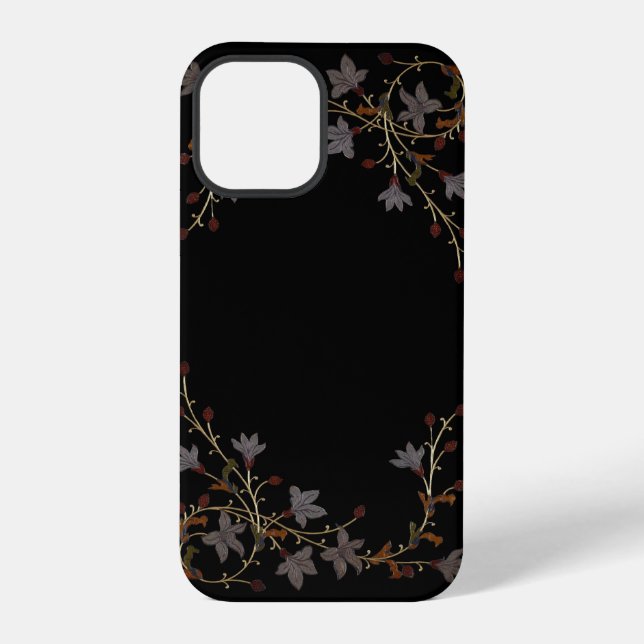 Art Deco Flowers On Black iPhone Case (Back)