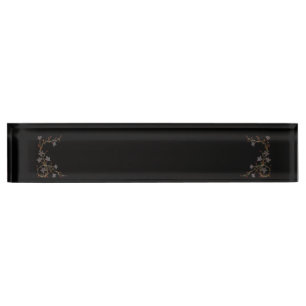 Art Deco Flowers On Black Nameplate
